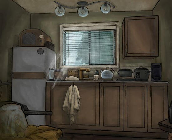 This was an earlier assignment for my Design for Animation class in which I had to draw my kitchen in the future and based on a show style. The style I chose was Fullmetal Alchemist: Brotherhood.